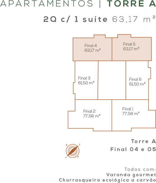2Q c/ 1 suíte 63,17 m²