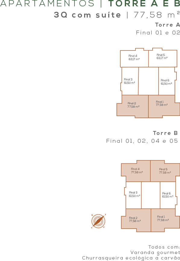 3Q com suíte | 77,58 m²